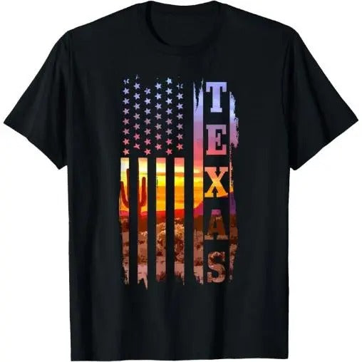 Texas American Flag Pride Landscape Cactus Patriotic Gift T-Shirt Made in USA Hoodie, Sweatshirt | PureTeeCo.com