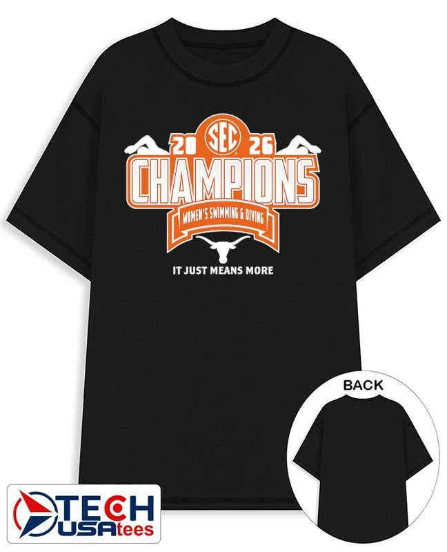 Texas Longhorns 2026 SEC Women’s Swimming and Diving Champions shirt