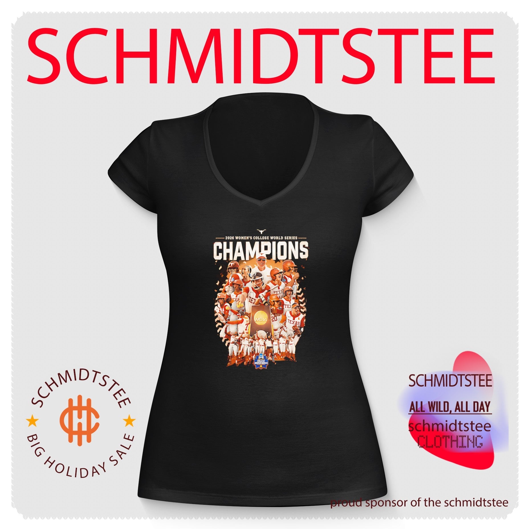 Texas Longhorns Softball ’26 WCWS National Champions Back to back player collage shirt