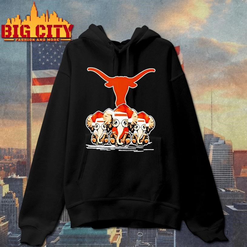 Texas Longhorns X Elephants Santa Hat Merry Christmas Shirt