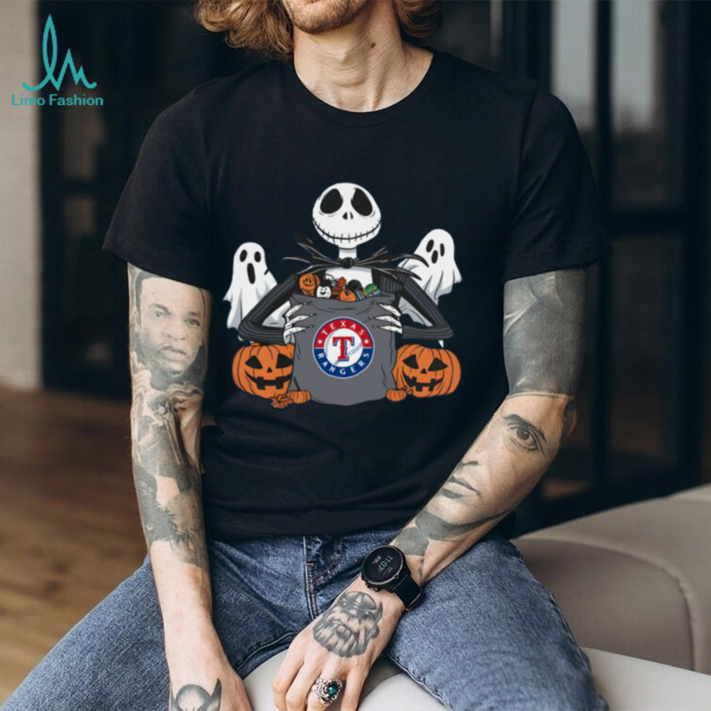 Texas Rangers Halloween Candy Spooky Jack Skellington Shirt