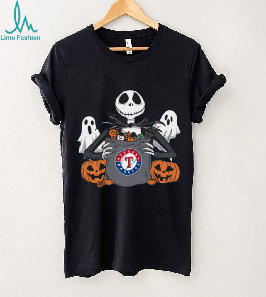 Texas Rangers Halloween Candy Spooky Jack Skellington Shirt