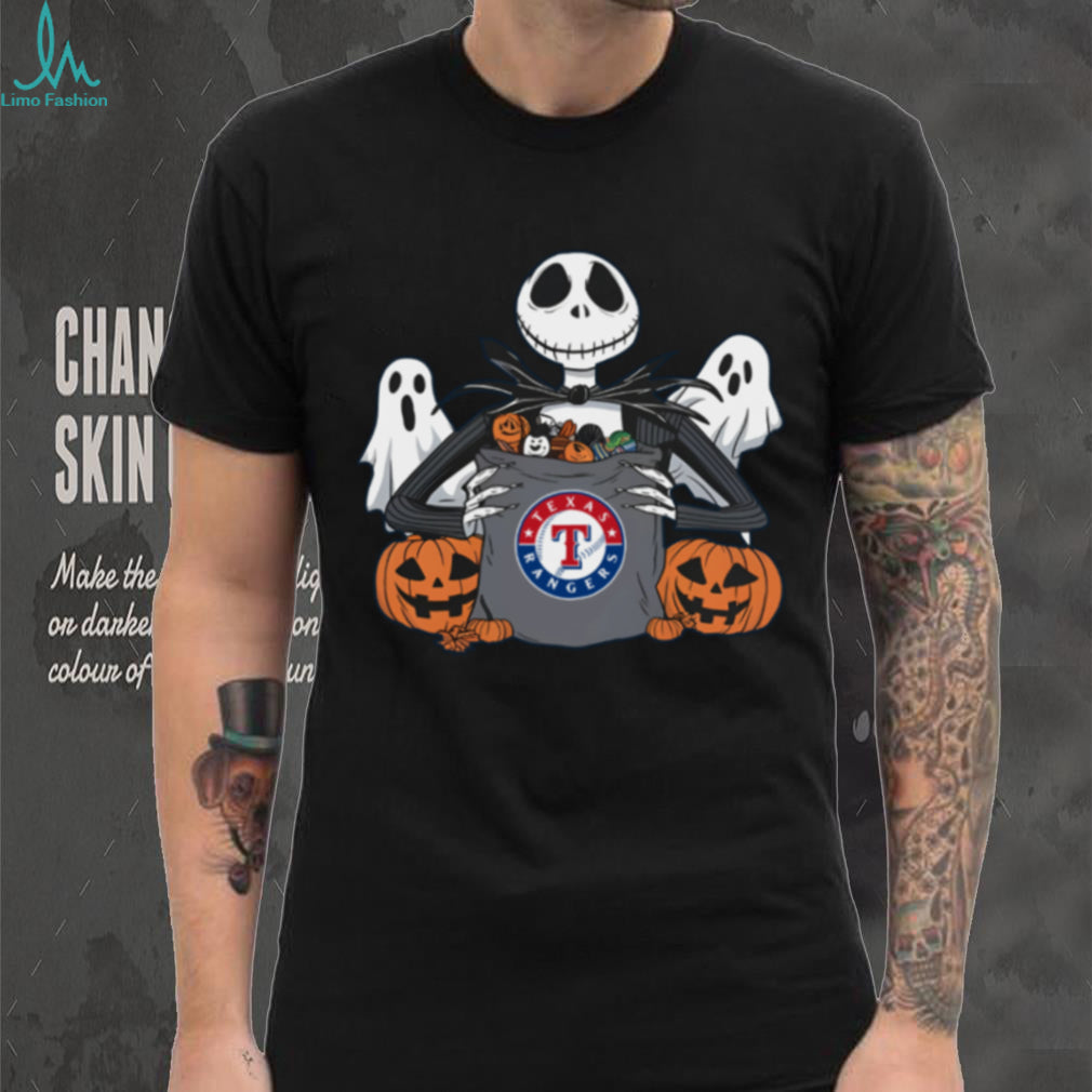 Texas Rangers Halloween Candy Spooky Jack Skellington Shirt