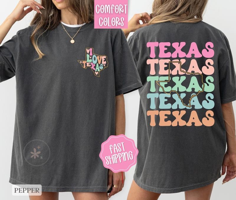 Texas Shirt Comfort Colors, Oversized Graphic Tshirt, Women's Oversized Tee Hoodie, Sweatshirt | PureTeeCo.com