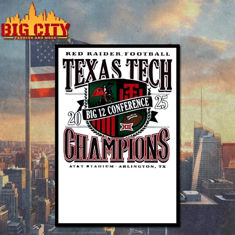 Texas Tech Red Raiders 2025 Big 12 Conference Champs AT and T Stadium Logo Shirt