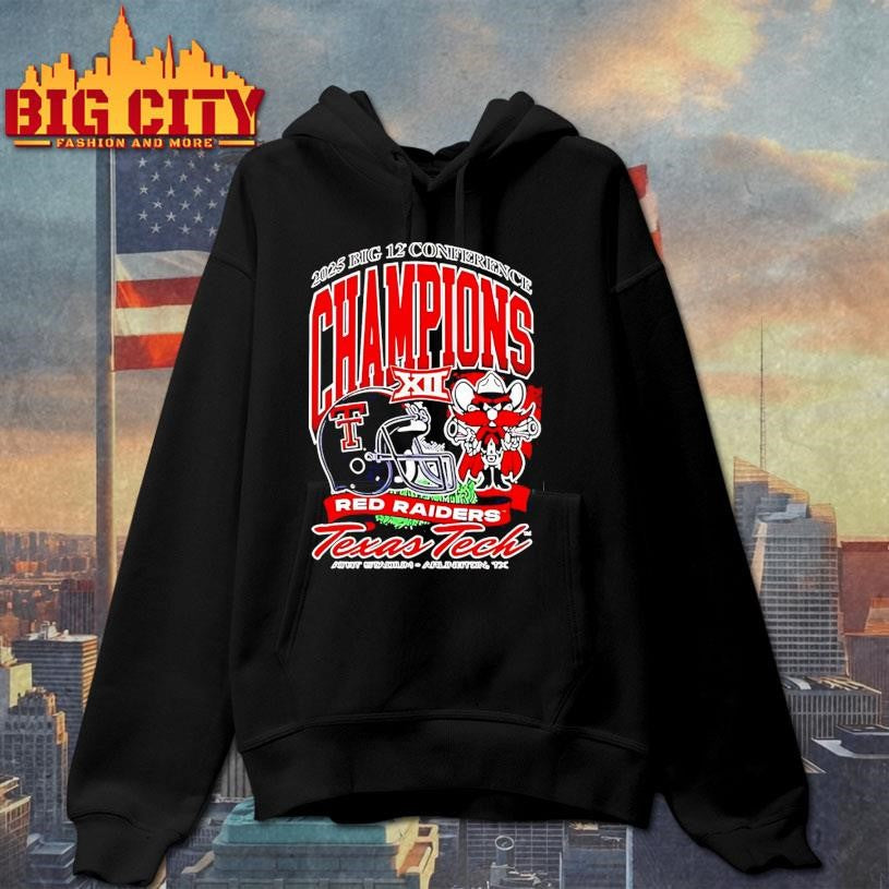 Texas Tech Red Raiders 2025 Big 12 Football Champions Mascot Helmet Shirt