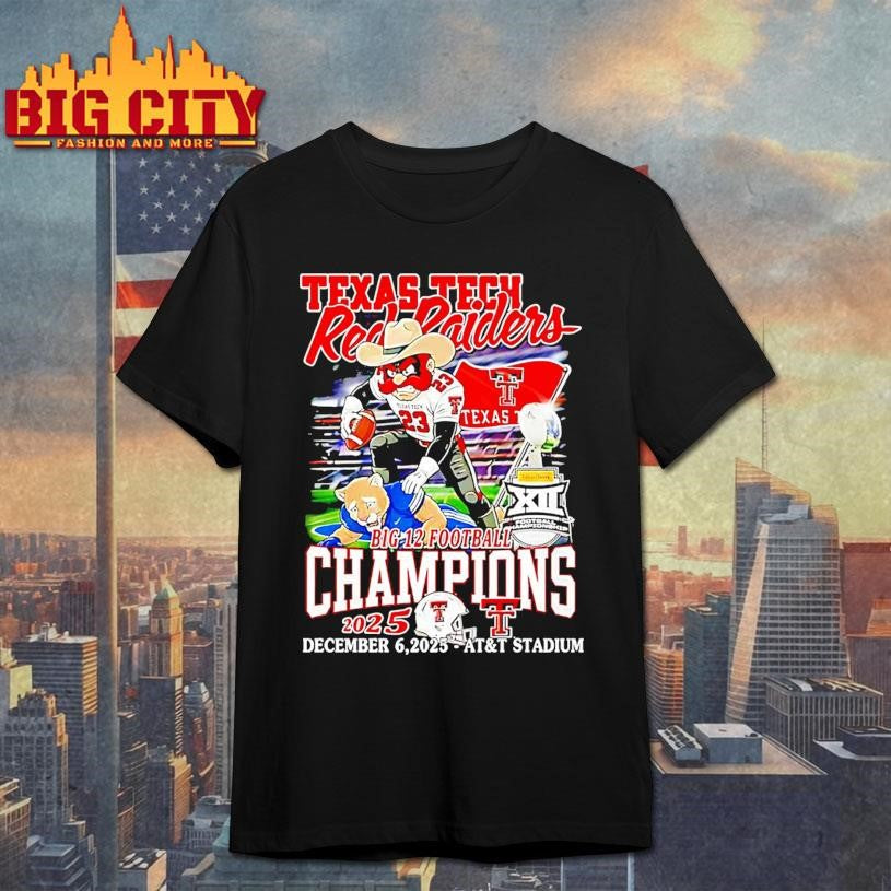 Texas Tech Red Raiders Football Big 12 Champions 2025 Mascot Shirt