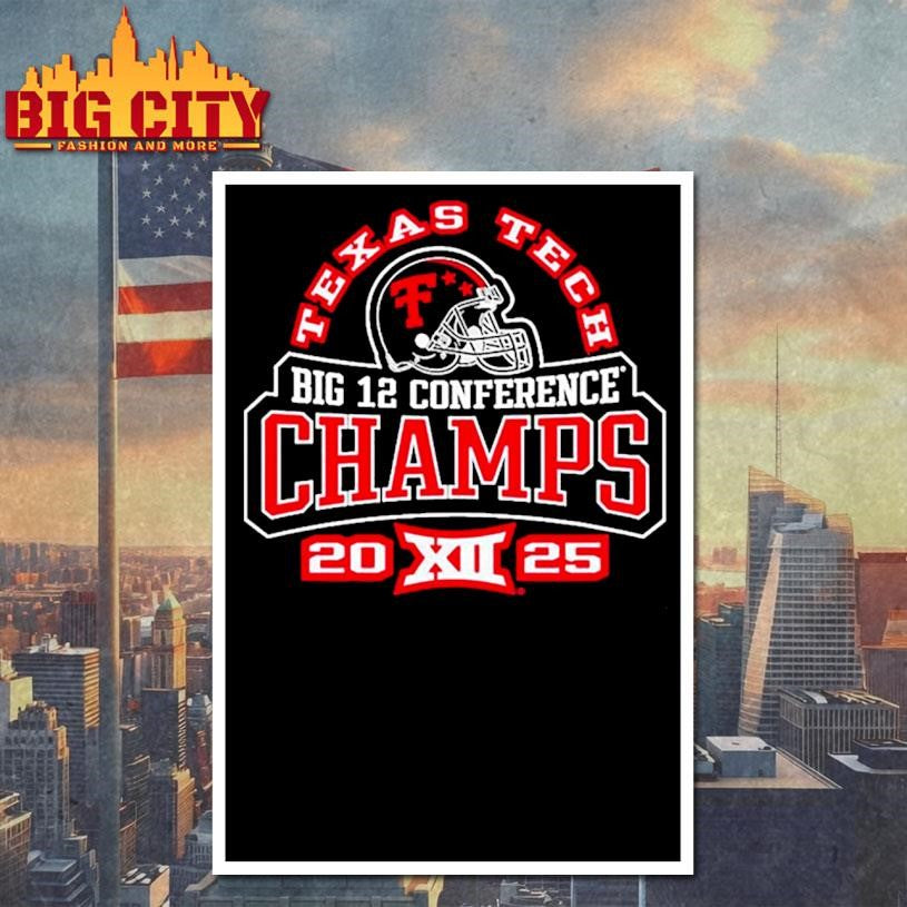 Texas Tech Red Raiders Helmet Tee Big 12 Conference Champions Football 2025 Shirt