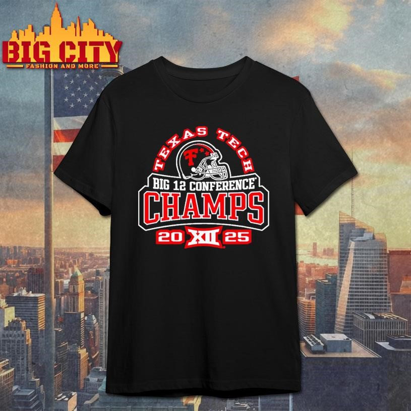 Texas Tech Red Raiders Helmet Tee Big 12 Conference Champions Football 2025 Shirt
