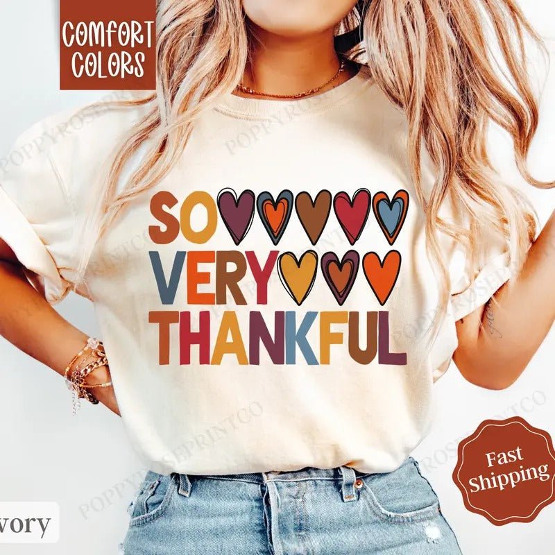 Thankful Shirt Comfort Colors, Thanksgiving Shirt, Fall Womenswear Oversized Crewneck Hoodie, Sweatshirt | PureTeeCo.com