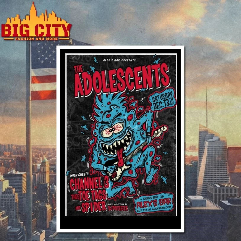 The Adolescents December 13 2025 Alex’s Bar in Long Beach CA Poster shirt