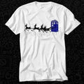 The Doctor Who Christmas Police Phone Box Flying Deer Star T Shirt Gift Unisex Top Adult Tee Vintage Music Best Movie...