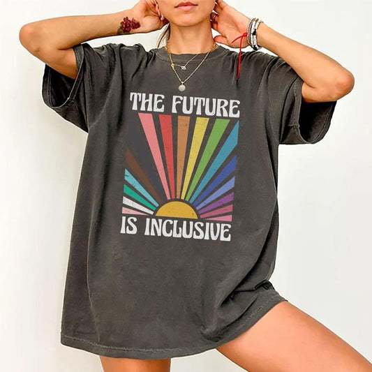 The Future is Inclusive Shirt Retro, Vintage Rainbow Pride Tee, Trans Rights Top, LGBTQ Gift, Progress Pride Shirt, Social Justice Shirt