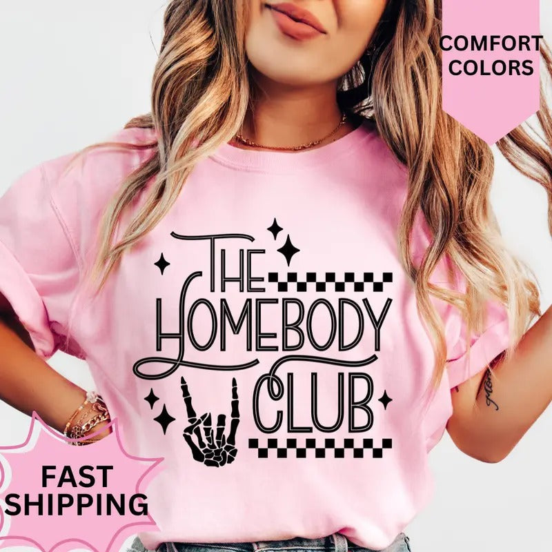 The Homebody Club Shirt, Comfort Colors, Christmas Coquette Shirt, Women's Holiday Tee, Casual Comfy Graphic Hoodie,...