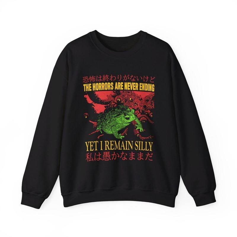 The Horrors Are Never Ending Frog Crewneck Sweatshirt T-Shirts, Hoodie | PureTeeCo.com