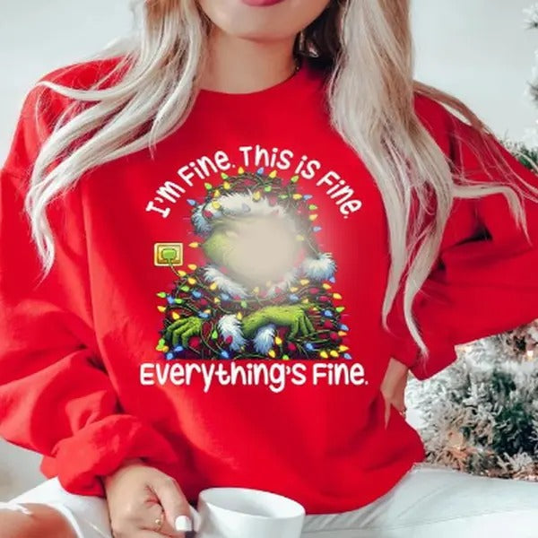 The I'm Fine, This Is fine Christmas Sweatshirt, Merry Christmas Tee, Snowman Shirt Hoodie | PureTeeCo.com