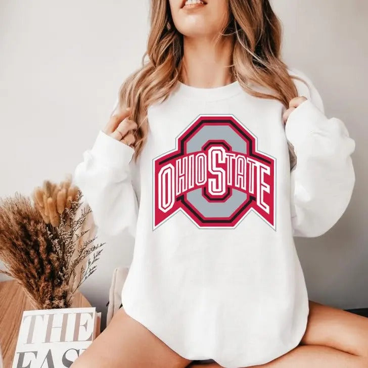 The Ohio State University White Sweatshirt christmas football shirt football fan shirt ohio girl shirt mens xmas gift...