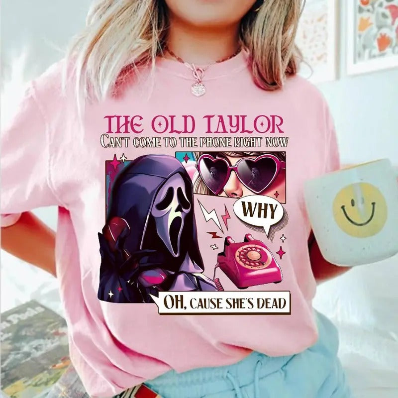 The Old Can't Come To The Phone Right Now Shirt, Ghostface Halloween Movie Character Shirt, Spooky Season Party Shirt Top...