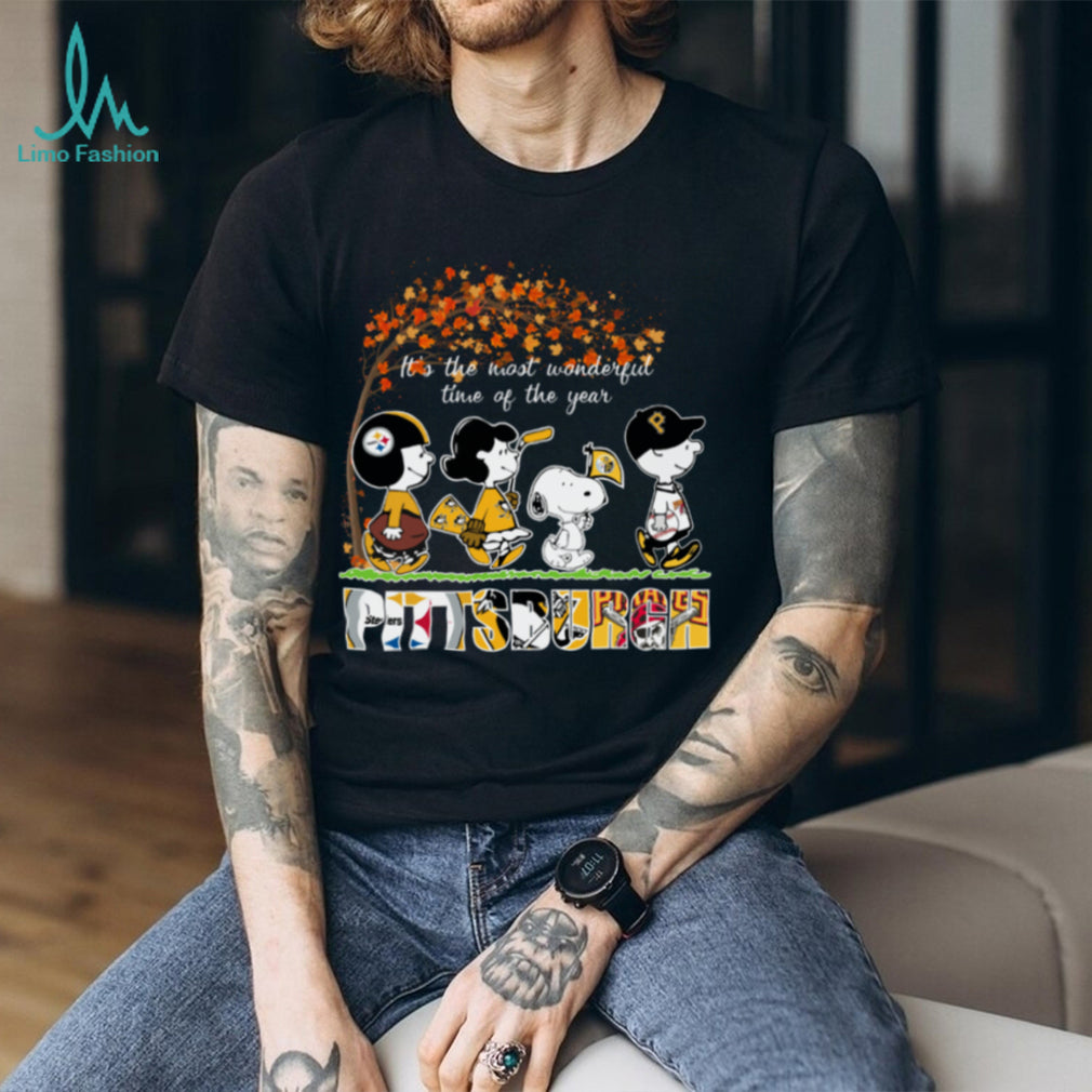 The Peanuts Movie Characters Pittsburgh Sports It’S The Most Wonderful Time Of The Year Logo Tee