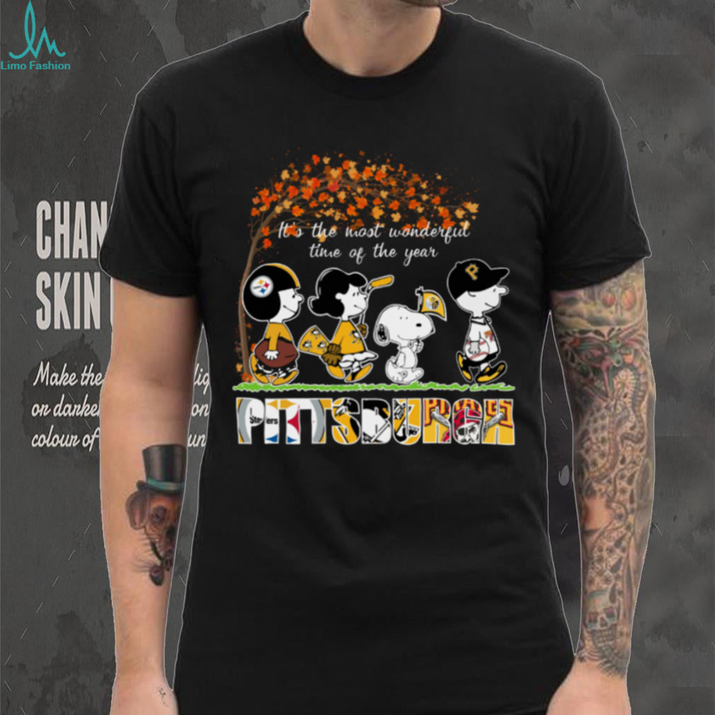 The Peanuts Movie Characters Pittsburgh Sports It’S The Most Wonderful Time Of The Year Logo Tee