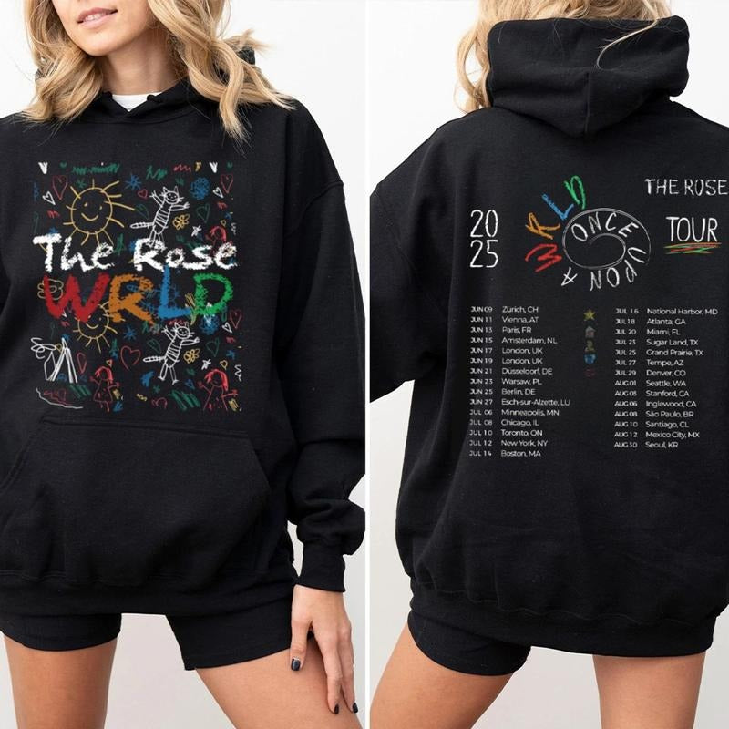 The Rosse 2025 2 Sided Hoodie, WRLD Road Map, Kpop Merch, Unisex Sweater Pullover Tee Sweatshirt | PureTeeCo.com