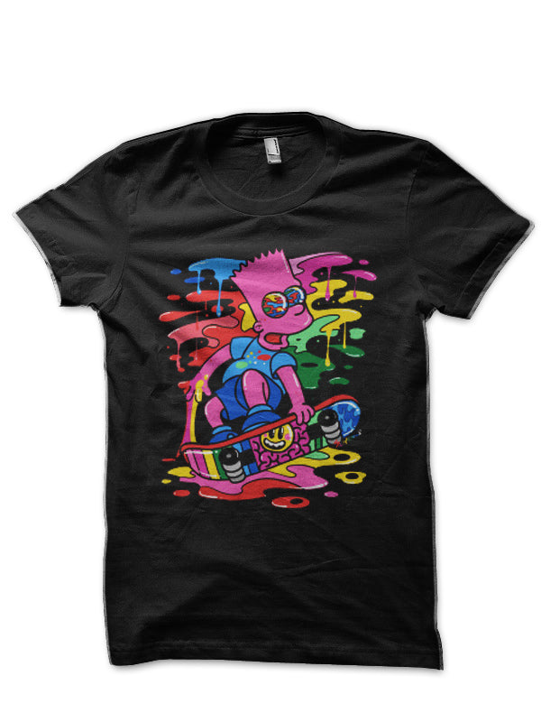 Trippin Skating Bart-The Simpsons Black T-Shirt Hoodie, Sweatshirt | PureTeeCo.com