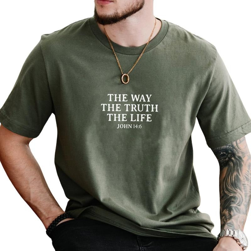 The Way The Truth The Life Shirt, Christian Shirt for Men, Christian Worship Tee, Aesthetic Jesus Apparel, Simple...