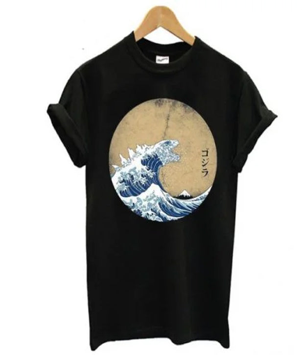 The great wave off Kanagawa Godzilla T shirt Hoodie, Sweatshirt | PureTeeCo.com
