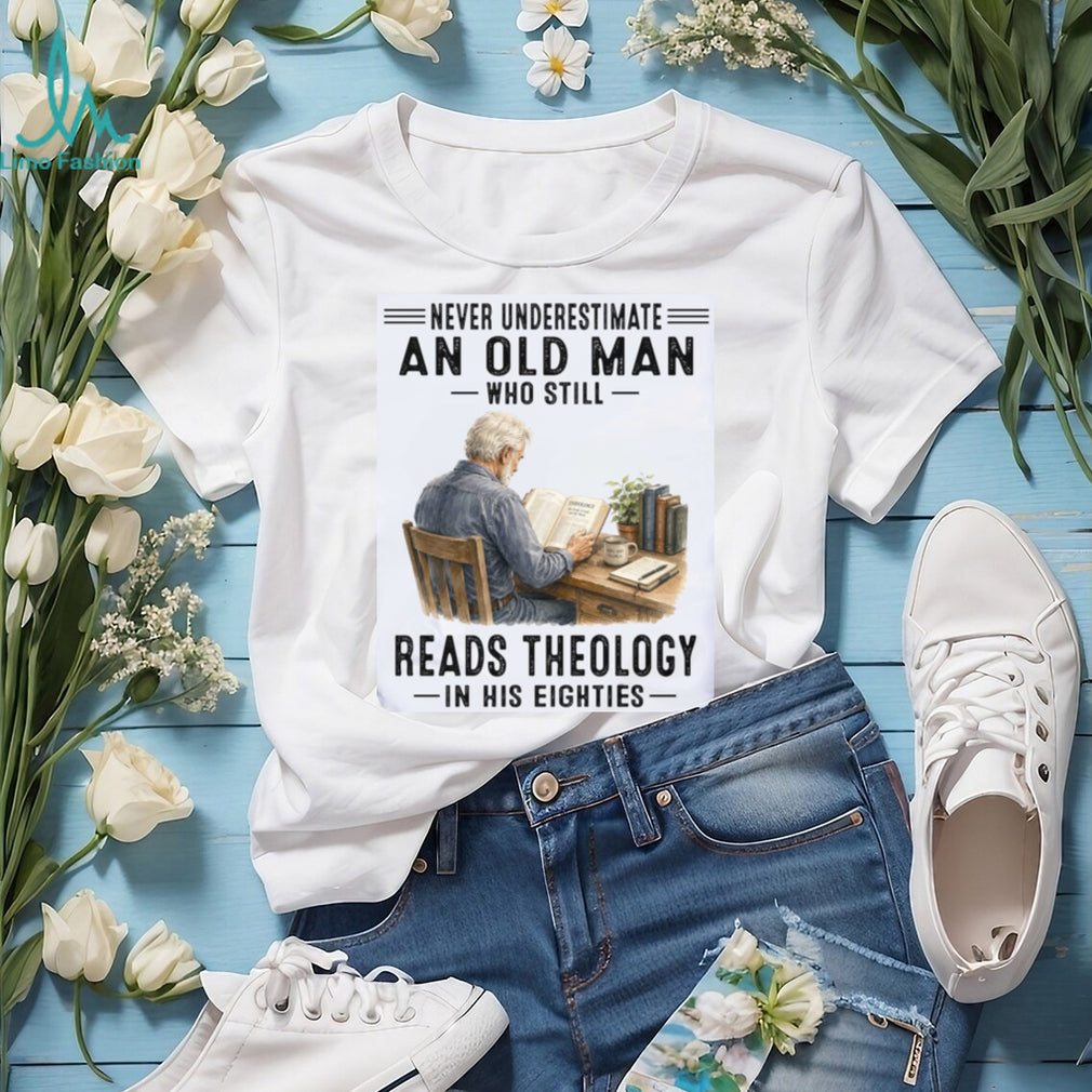 Theology Reader Old Man Eighties Bookstore Shirt