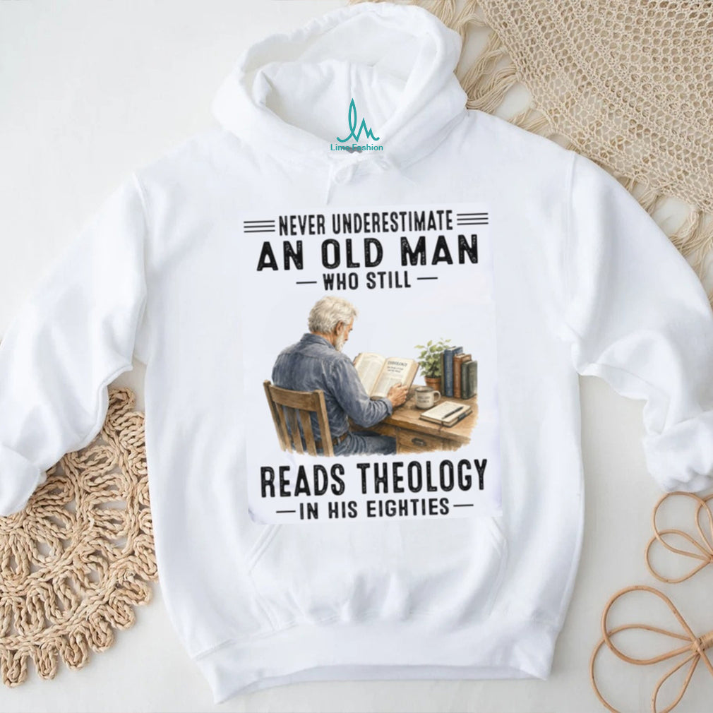 Theology Reader Old Man Eighties Bookstore Shirt