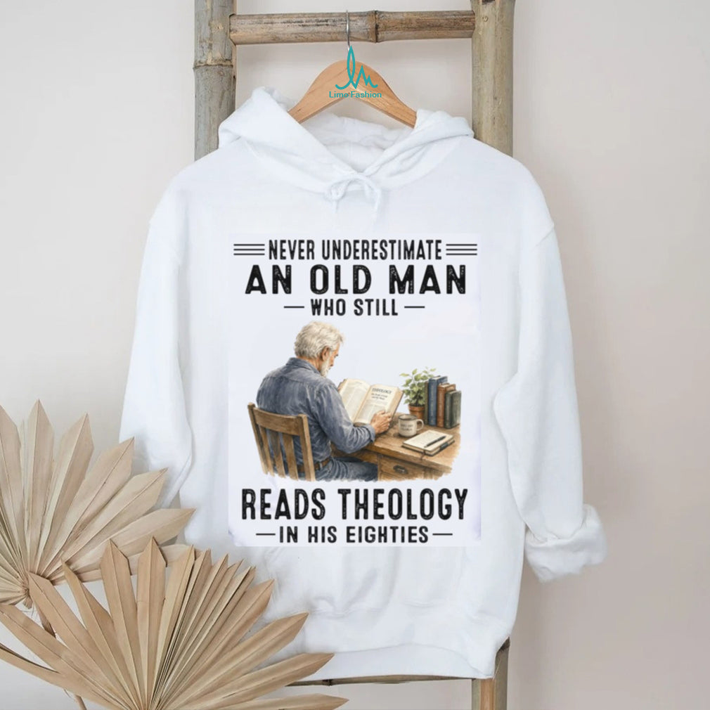 Theology Reader Old Man Eighties Bookstore Shirt