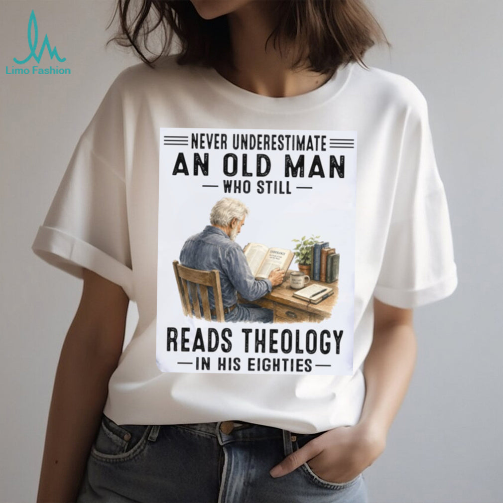 Theology Reader Old Man Eighties Bookstore Shirt