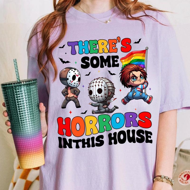 There's S0me Horrors In This House Shirt Lgbtq, Funny Horror Shirt, Halloween Shirt Hoodie, Sweatshirt | PureTeeCo.com