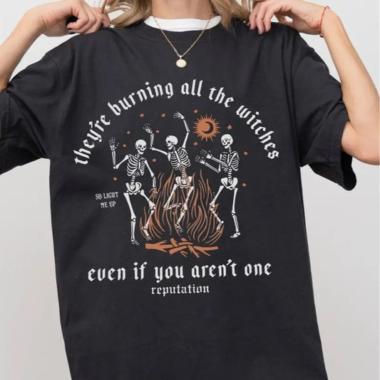 They're Burning All The Witches TS Tee: Great Gift for Fans of Witchcraft and Horror