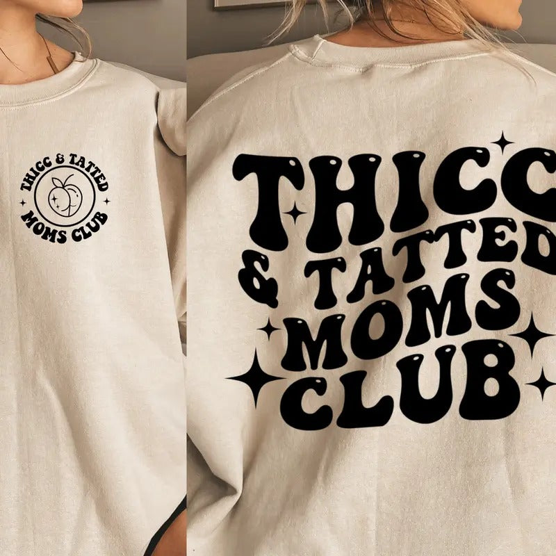 Thicc And Tatted Moms Club Svg Mom Svg Svg Bundle Trendy Svg Sublimination Retro Wavy Svg Groovy Svg Moms Club Svg Mama...