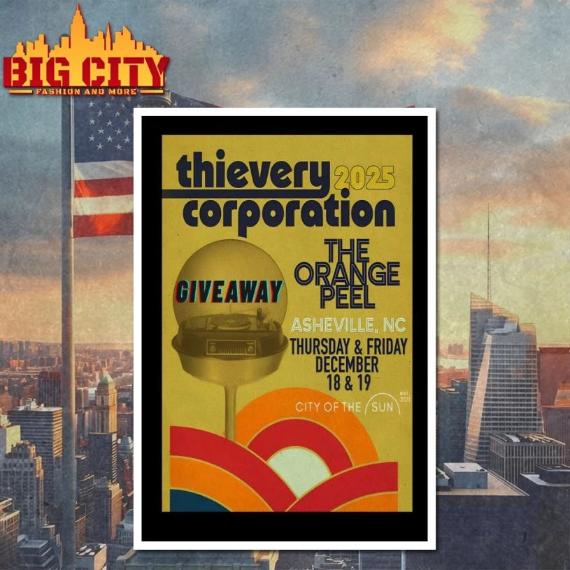 Thievery Corporation 12-18 12-19-2025 The Orange Peel In Asheville NC Poster shirt