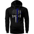 Thin Blue Line Flag Skull Police Hoodie Sweatshirt Cotton Fabric T-Shirts | PureTeeCo.com
