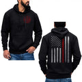Thin Red Line Flag Vertical Brushed Design US Firefighter Hoodie Sweatshirt Cotton Fabric T-Shirts | PureTeeCo.com