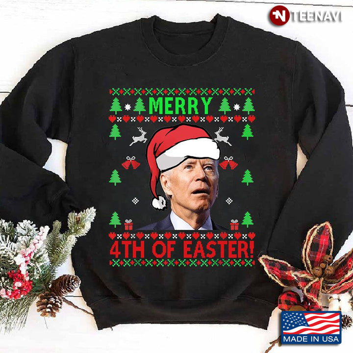 Santa Joe Biden Merry 4Th Of Easter Ugly Sweater Christmas