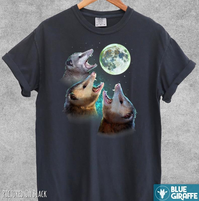 Three Possums Howling at Moon Vintage T Shirt, Retro Opossum Lover shirt, Funny Possum Tee, Distressed Unisex Tee,...