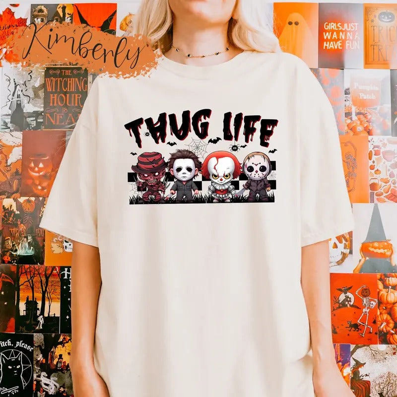 Thug Life Horror Character Shirt: Embrace the Spooky Season with This Fun Halloween Tee