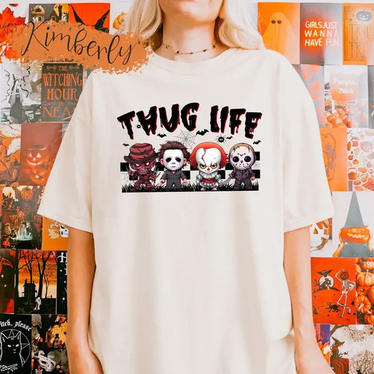 Thug Life Horror Character Shirt: Embrace the Spooky Season with This Fun Halloween Tee