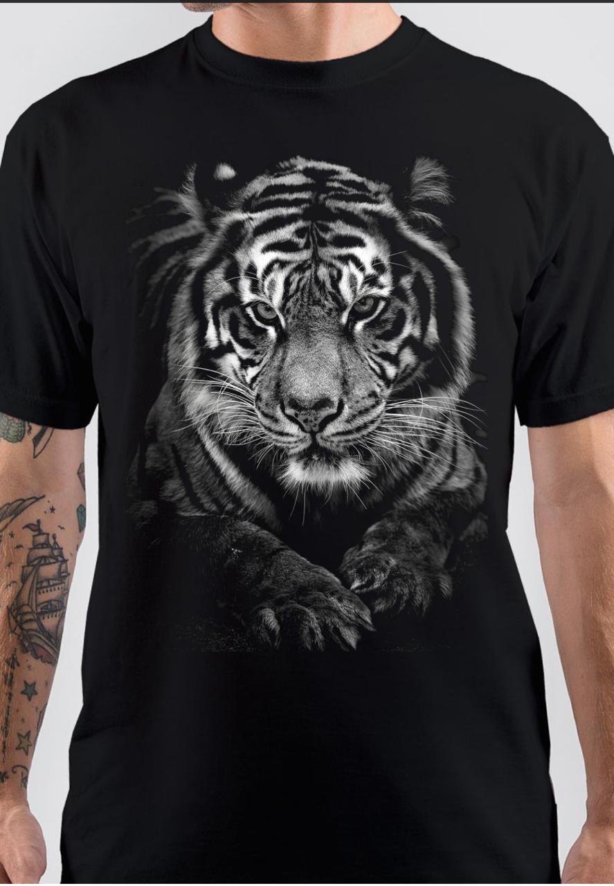 Tiger Black T-Shirt Hoodie, Sweatshirt | PureTeeCo.com