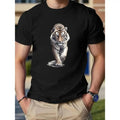Tiger Cotton Print Men's T-Shirt - Breathable And Comfortable For Summer
