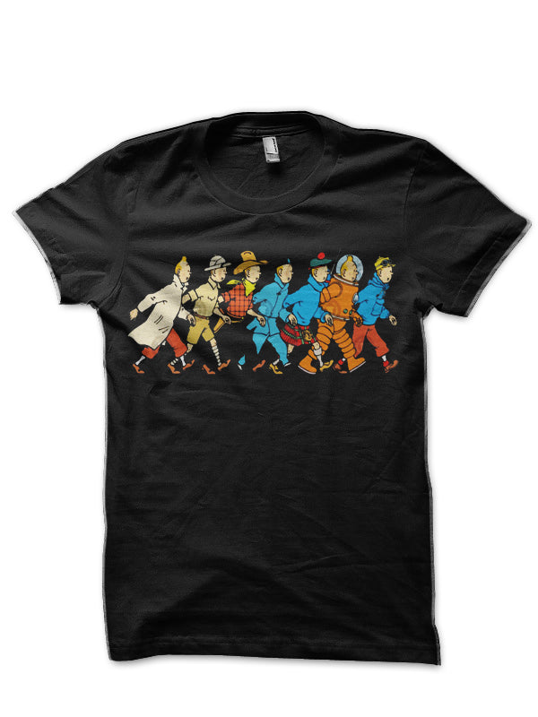 Tintin Black Half Sleeve T-Shirt Style003 Hoodie, Sweatshirt | PureTeeCo.com