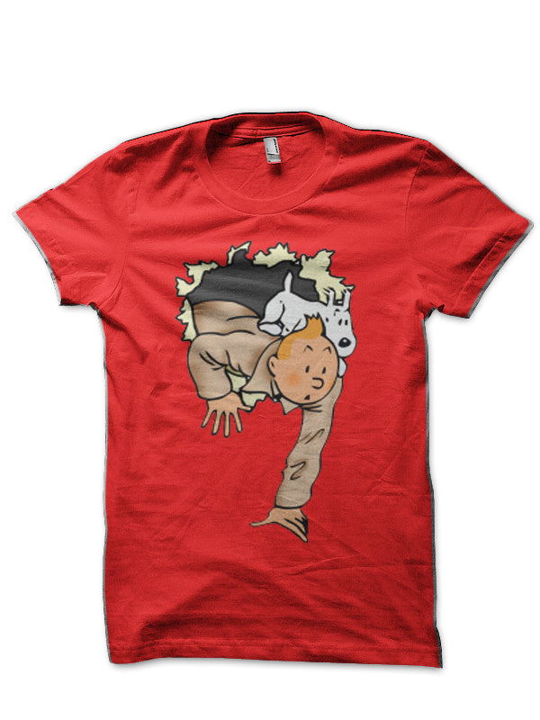 Tintin Window Red Half Sleeve T-Shirt Hoodie, Sweatshirt | PureTeeCo.com