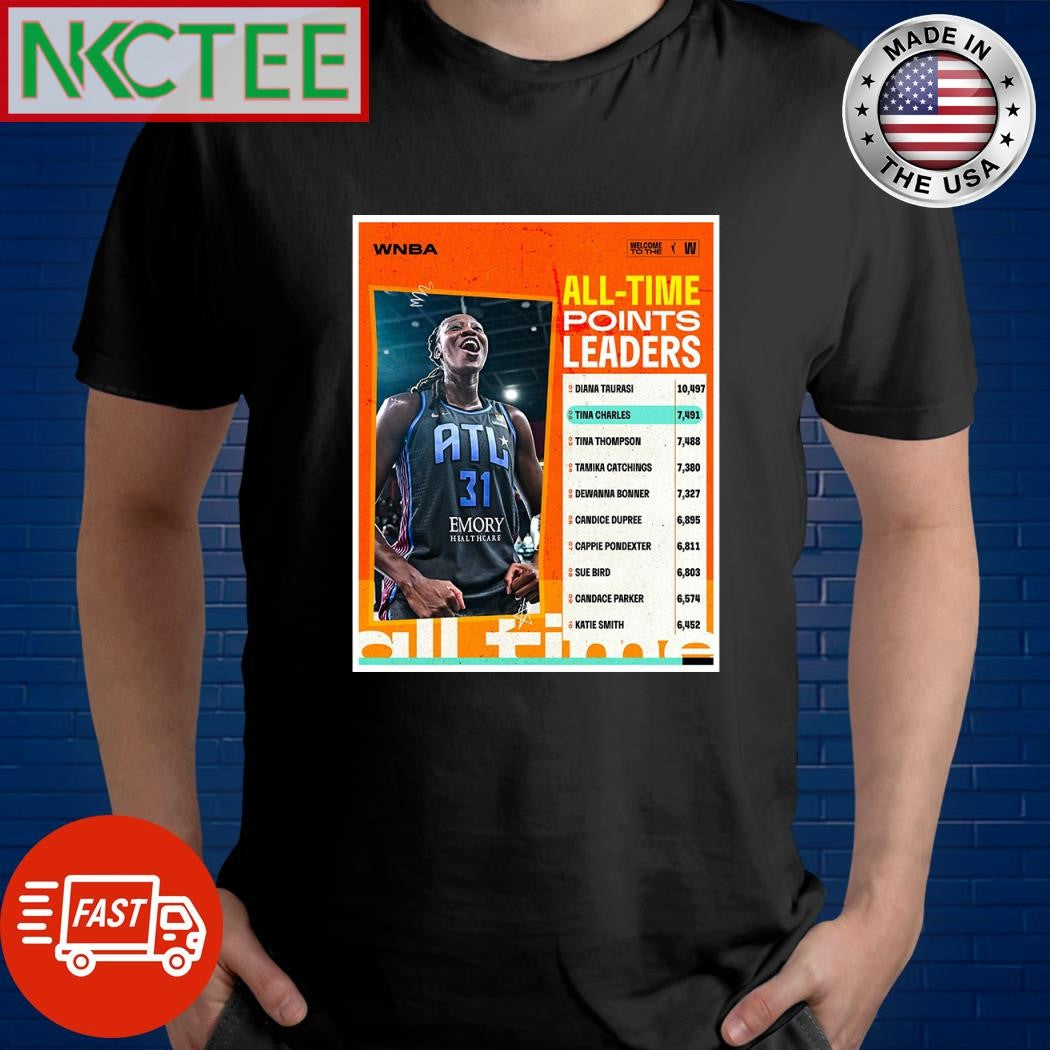 Tina Charles passed Tina Thompson and moves into 2nd-place on the all-time PTS list in WNBA history shirt