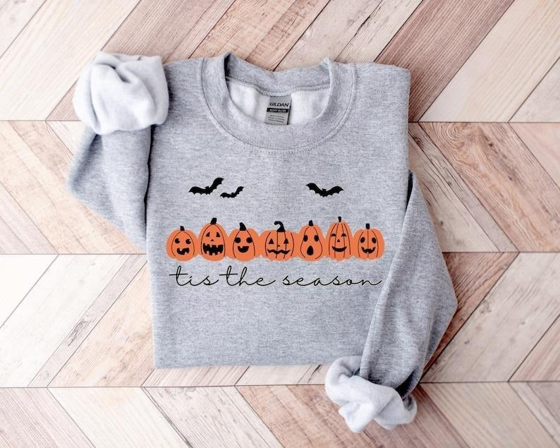 Tis The Season Halloween Sweatshirt, Halloween Sweatshirt, Coffee Shirt,Halloween Design Shirt,Halloween Gift,Retro Halloween, Fall Sweatshirt, Spooky Season T Shirt, Halloween Hoodie, Halloween For Women