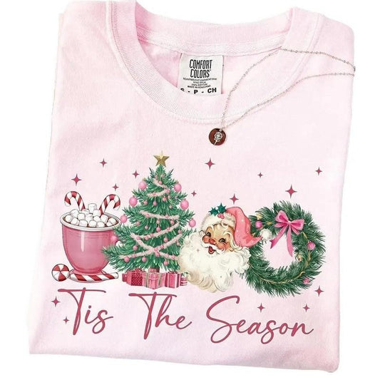 Tis The Season Shirt, Coquette Bow Christmas Tshirt, Retro Christmas Crewneck, Girly Christmas Tee, Merry Christmas