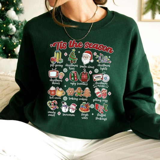Tis The Season Sweatshirt, Christmas Crewneck, Retro Tis The Season Shirt, Merry Christmas Shirt, Christmas Sweatshirt, Comfort Winter Shirt